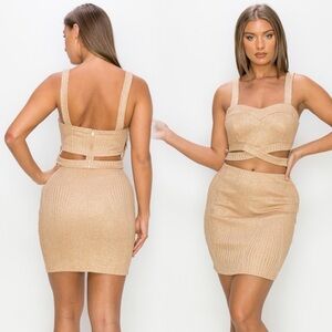 Elegant Tan Skirt Sparkle Set